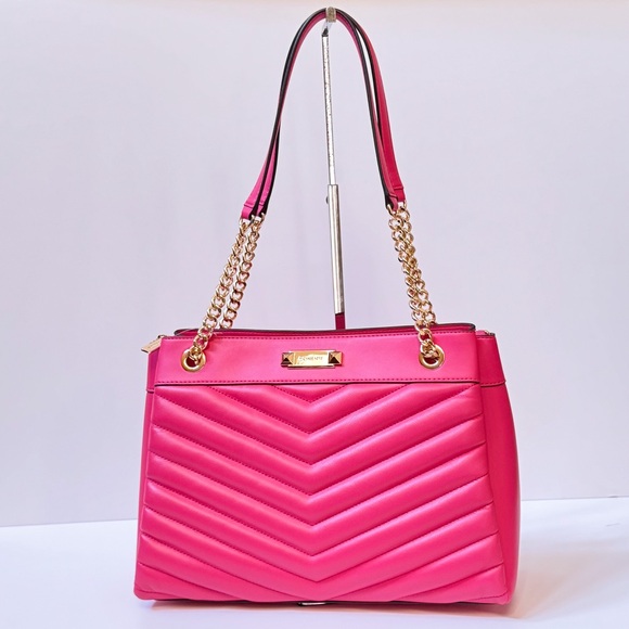 Michael Kors Whitney Medium Tote Shoulder Bag Qulited Stripe Electric Pink - Picture 6 of 16